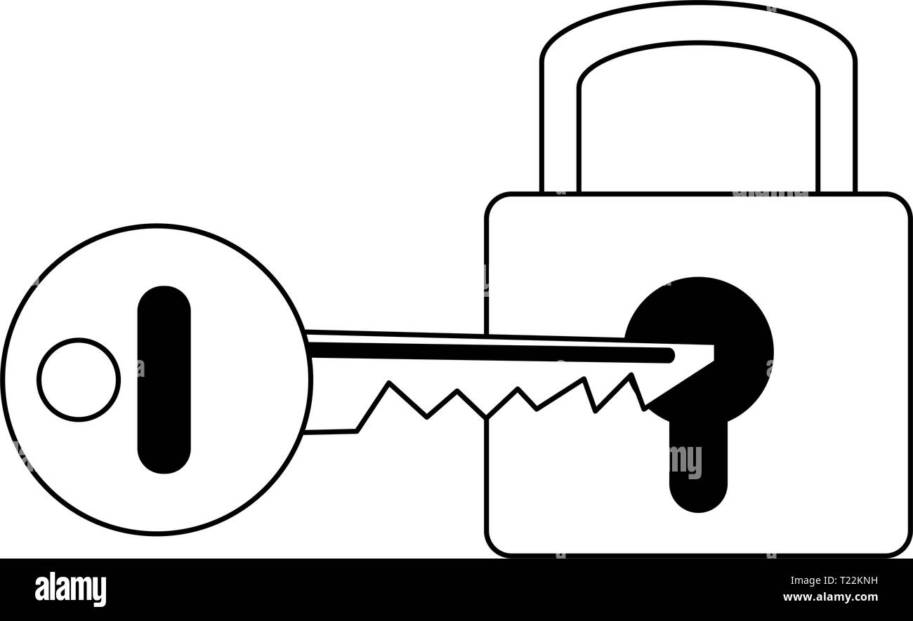 Padlock with key symbol in black and white Stock Vector Image & Art - Alamy