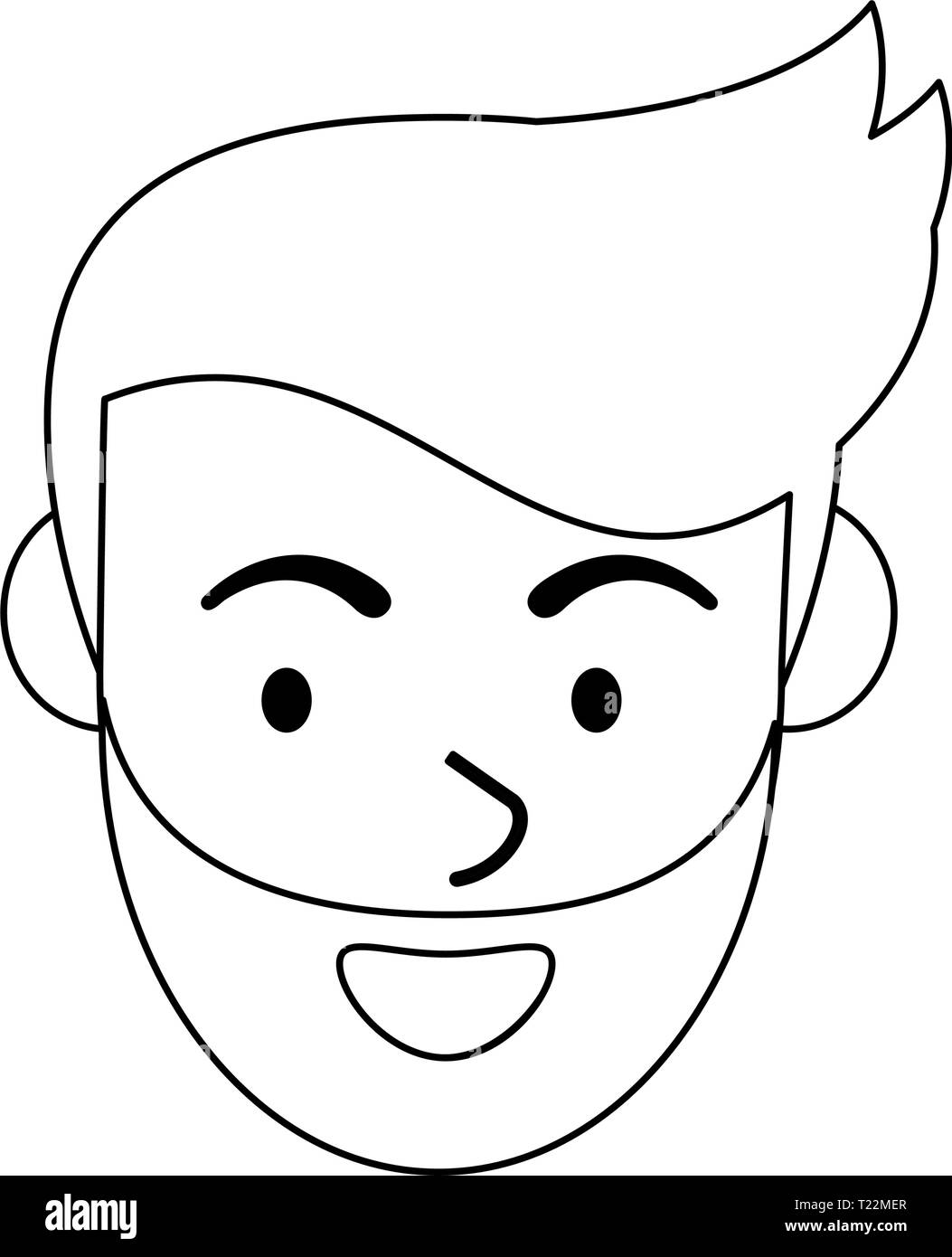 Man smiling face cartoon in black and white Stock Vector Image & Art ...