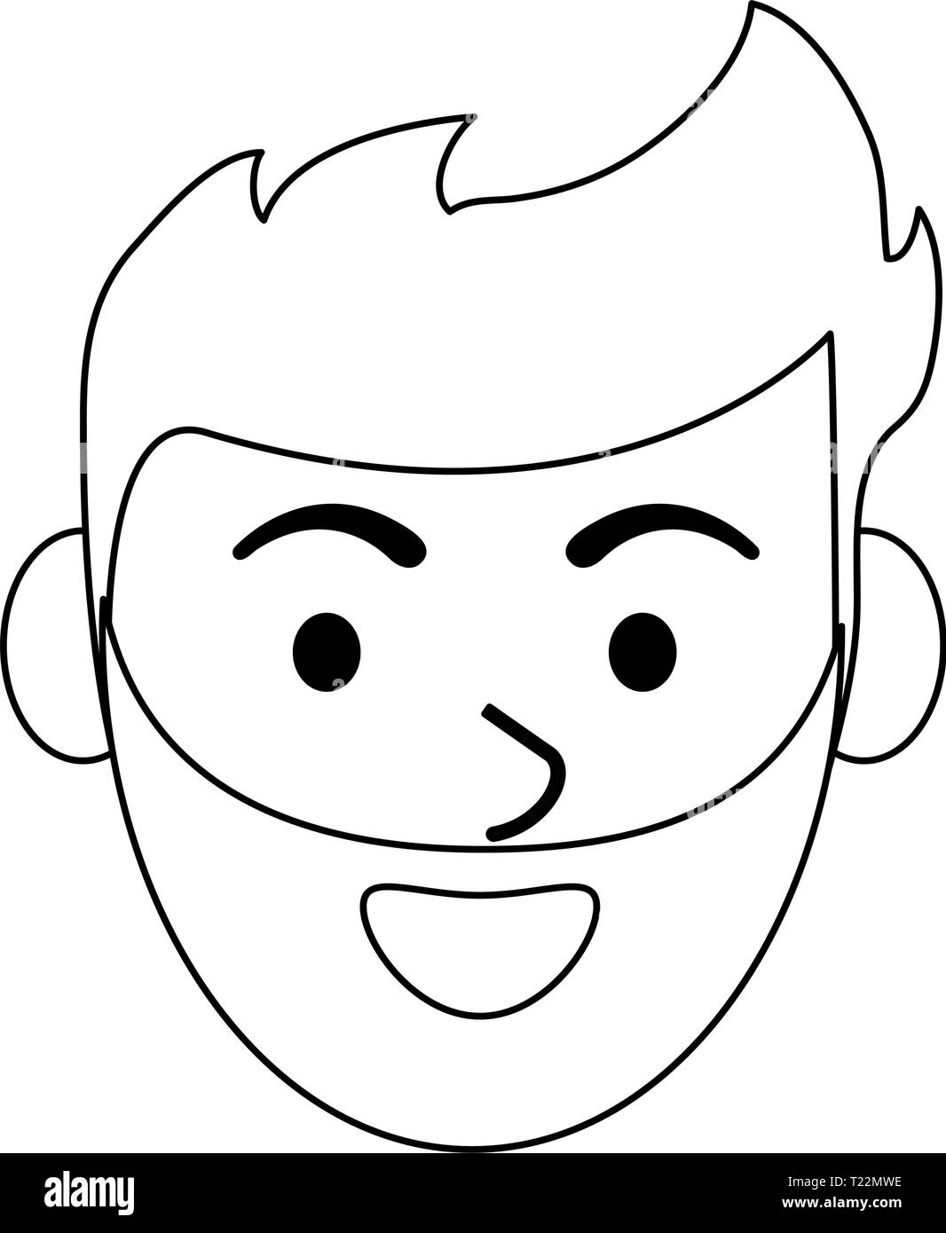 Man smiling face cartoon in black and white Stock Vector Image & Art ...
