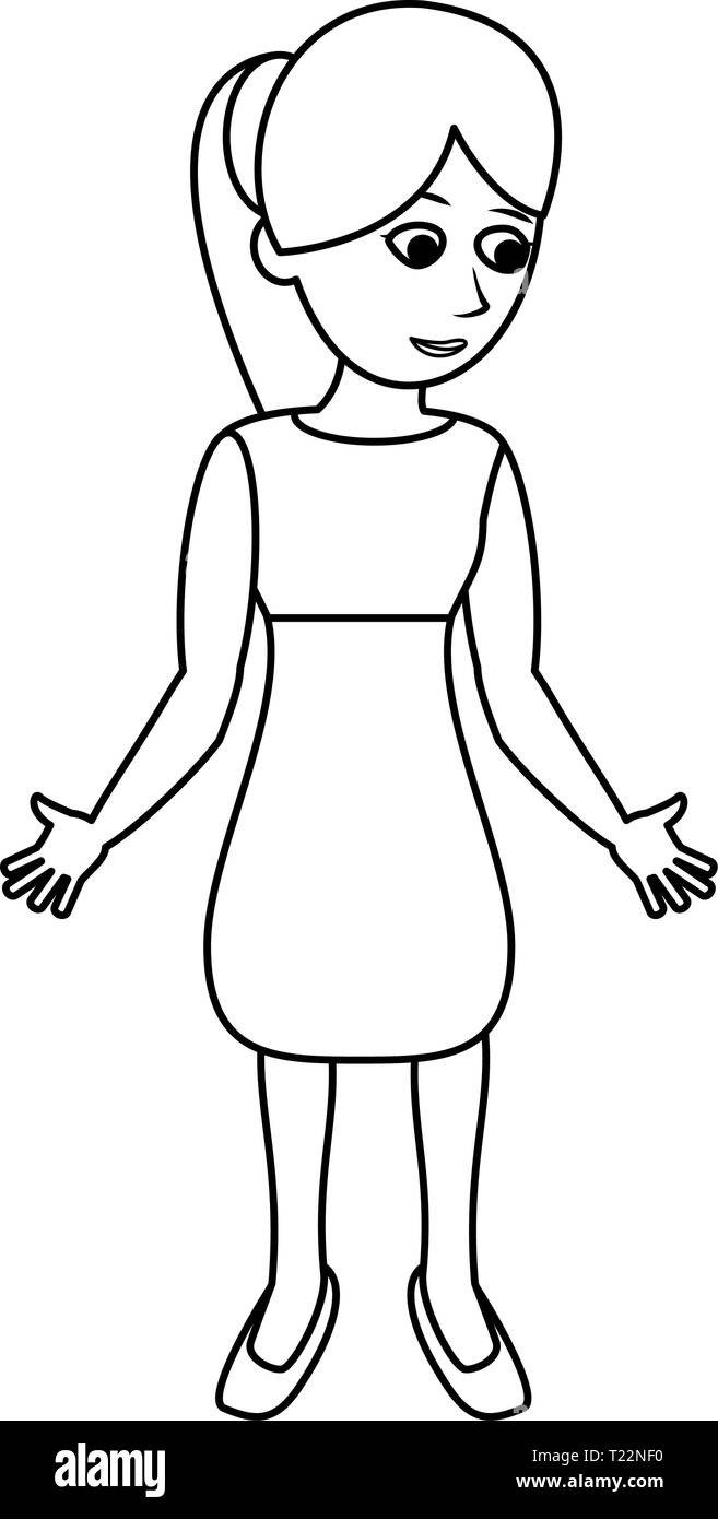 Cute girl with dress cartoon in black and white Stock Vector Image & Art - Alamy Cute girl with dress cartoon in black and white Stock Vector Image & Art - Alamy