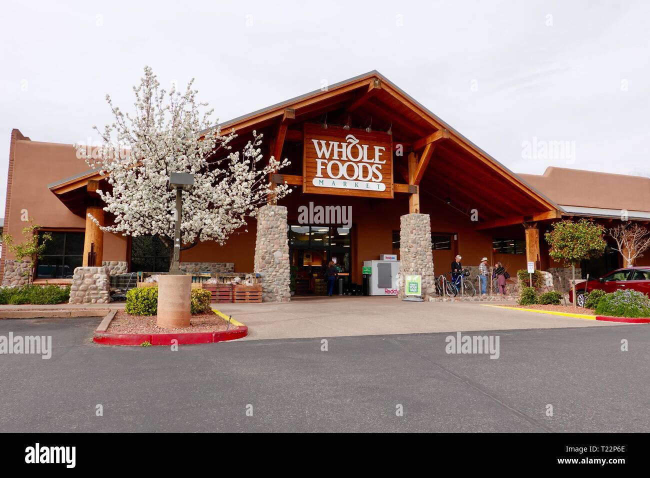 Entrance to Whole Foods Market in springtime, Sedona, Arizona, USA