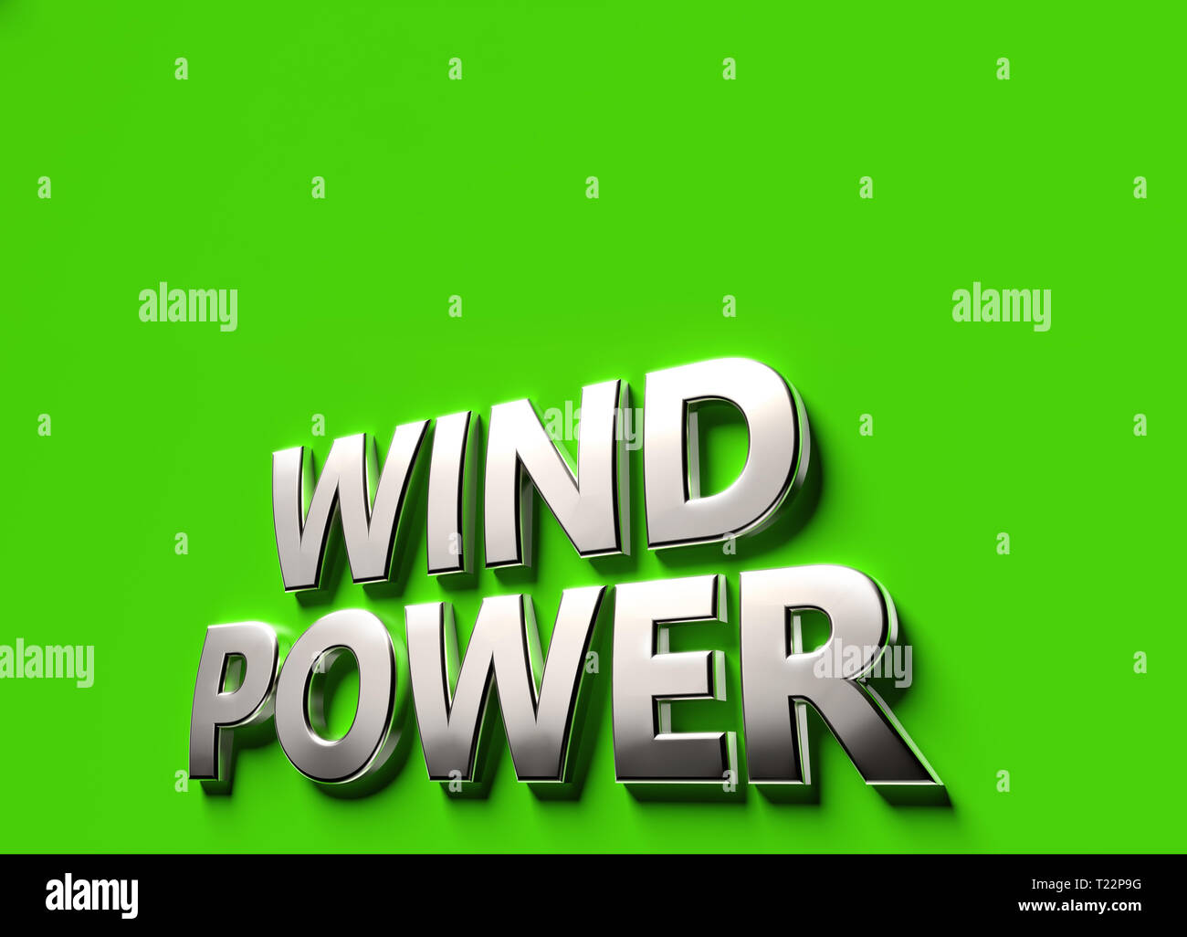 Wind Energy Lettering Wind power words as 3D sign or logo concept placed on green surface ...