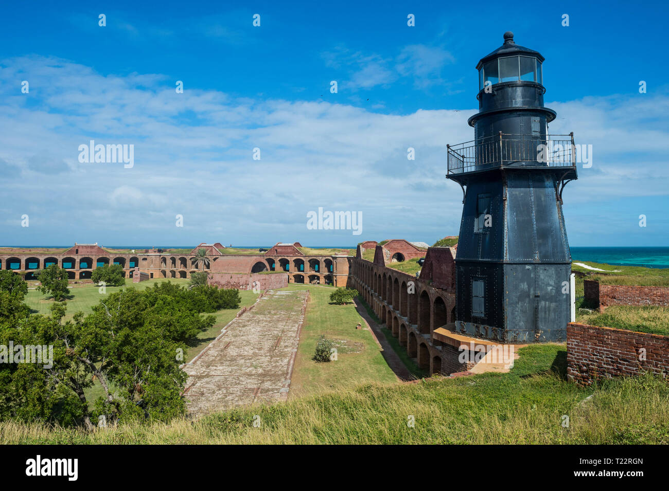 USA, Florida, Florida Keys, Dry Tortugas National Park, Lighthouse in Fort Jefferson Stock Photo