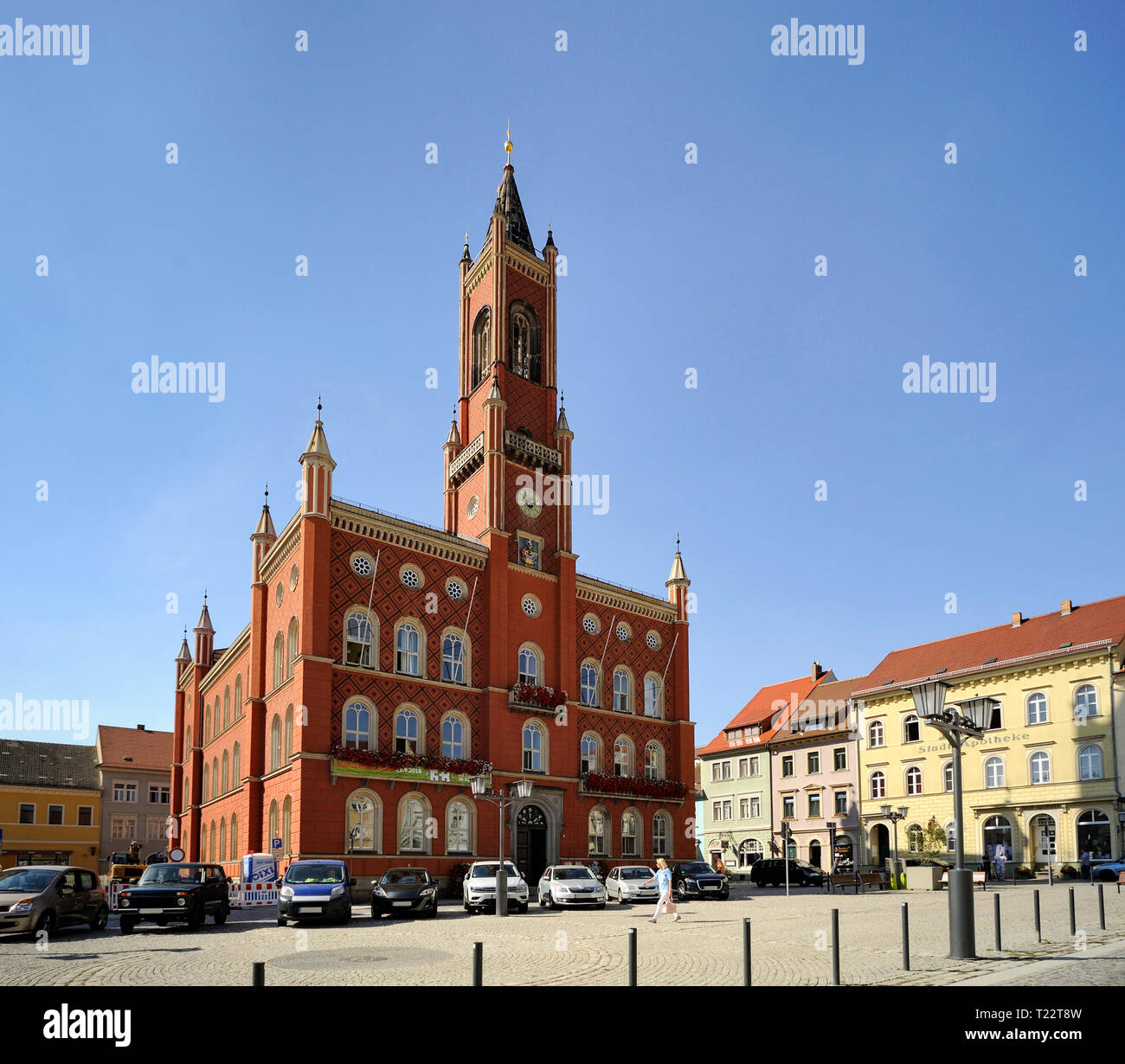 Germany, Saxony, Kamenz, Market Square, Townhall Stock Photo