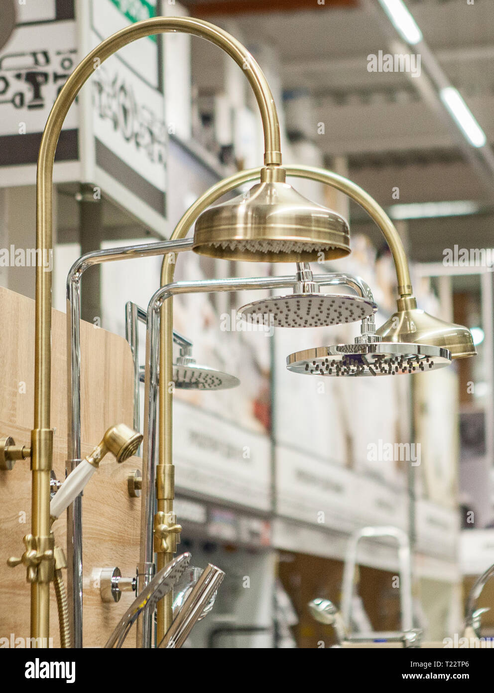 Mixers taps for shower in a hardware store Stock Photo Alamy