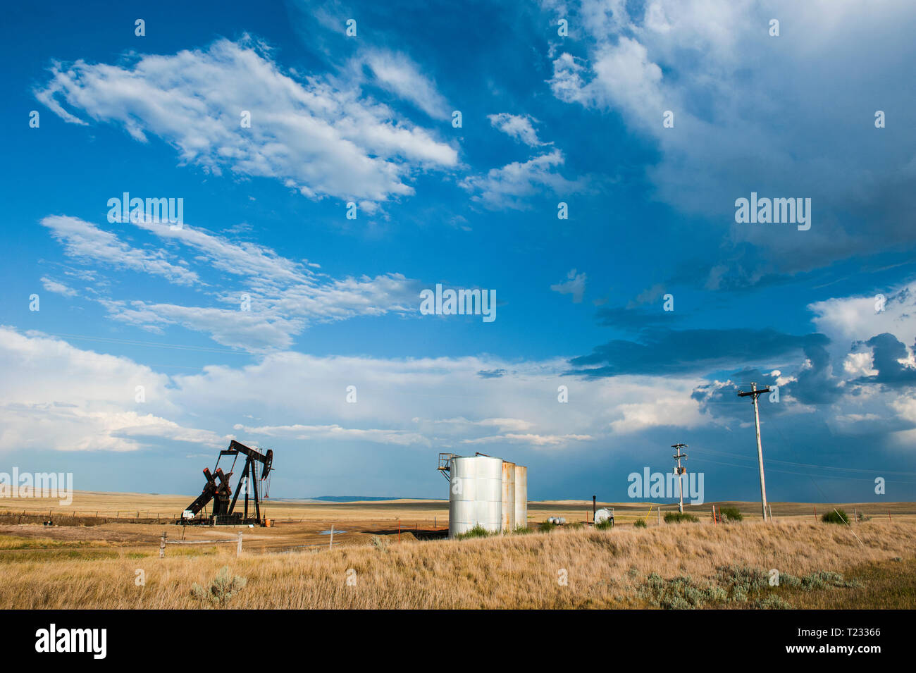USA, Wyoming, Oil pump in the savannah Stock Photo Alamy