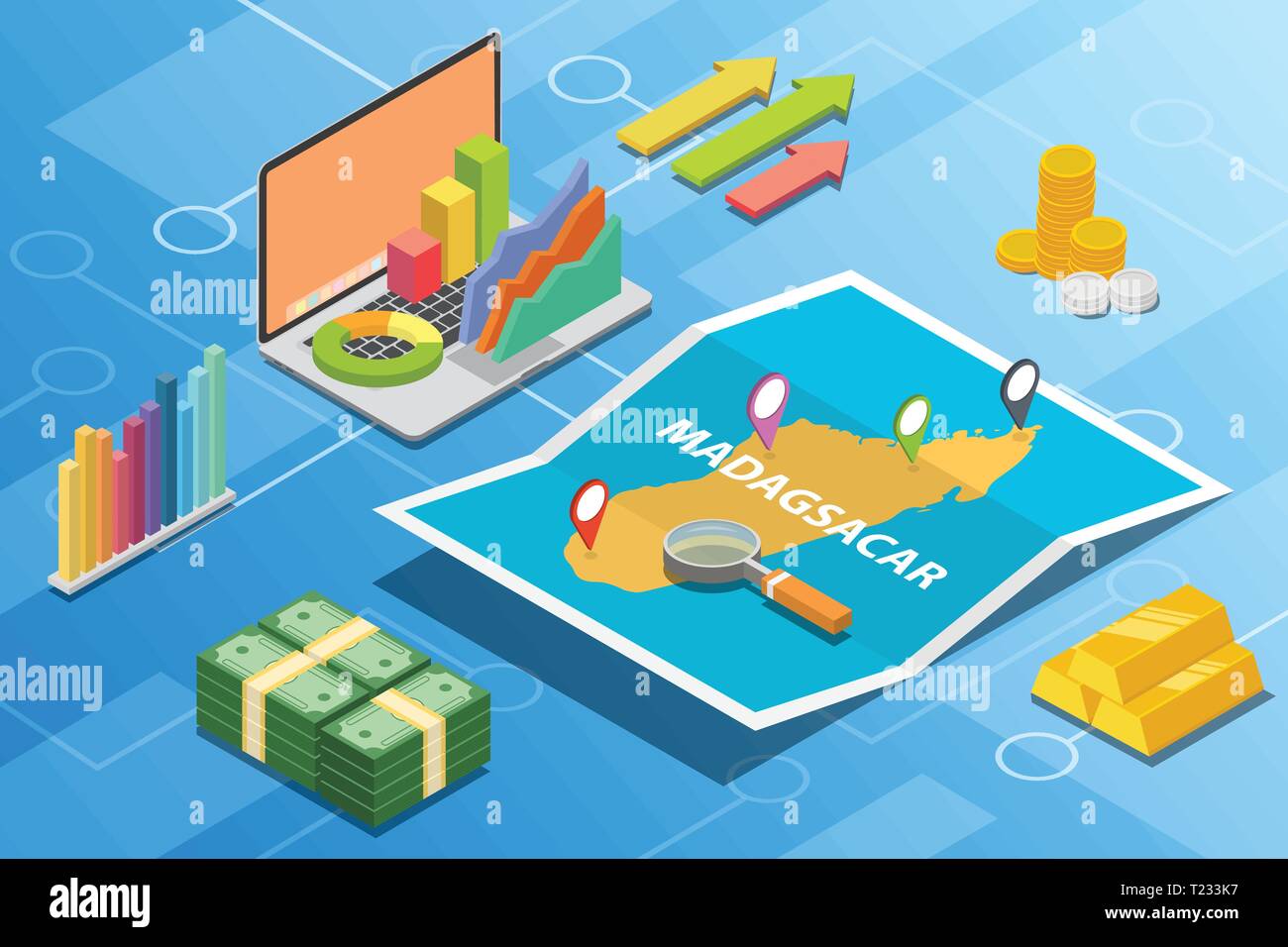 madagascar isometric financial economy condition concept for describe ...