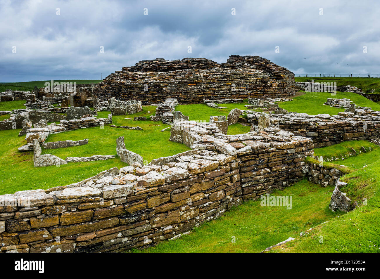 United Kingdom, Scotland, Orkney Islands, Mainland, Broch of Gurness Stock Photo