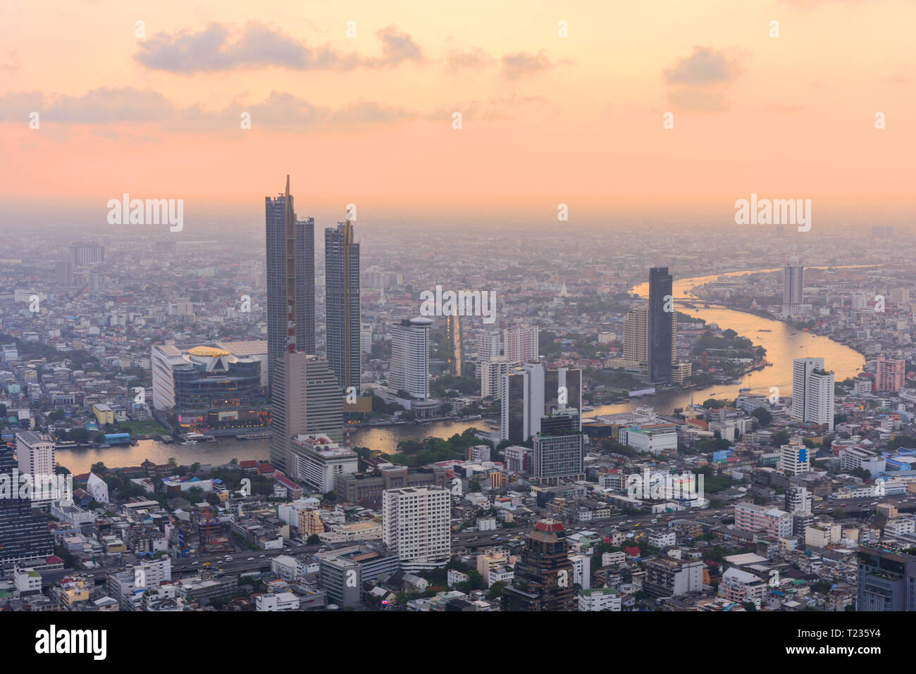 High view of high building in the city sunset time Stock Photo - Alamy