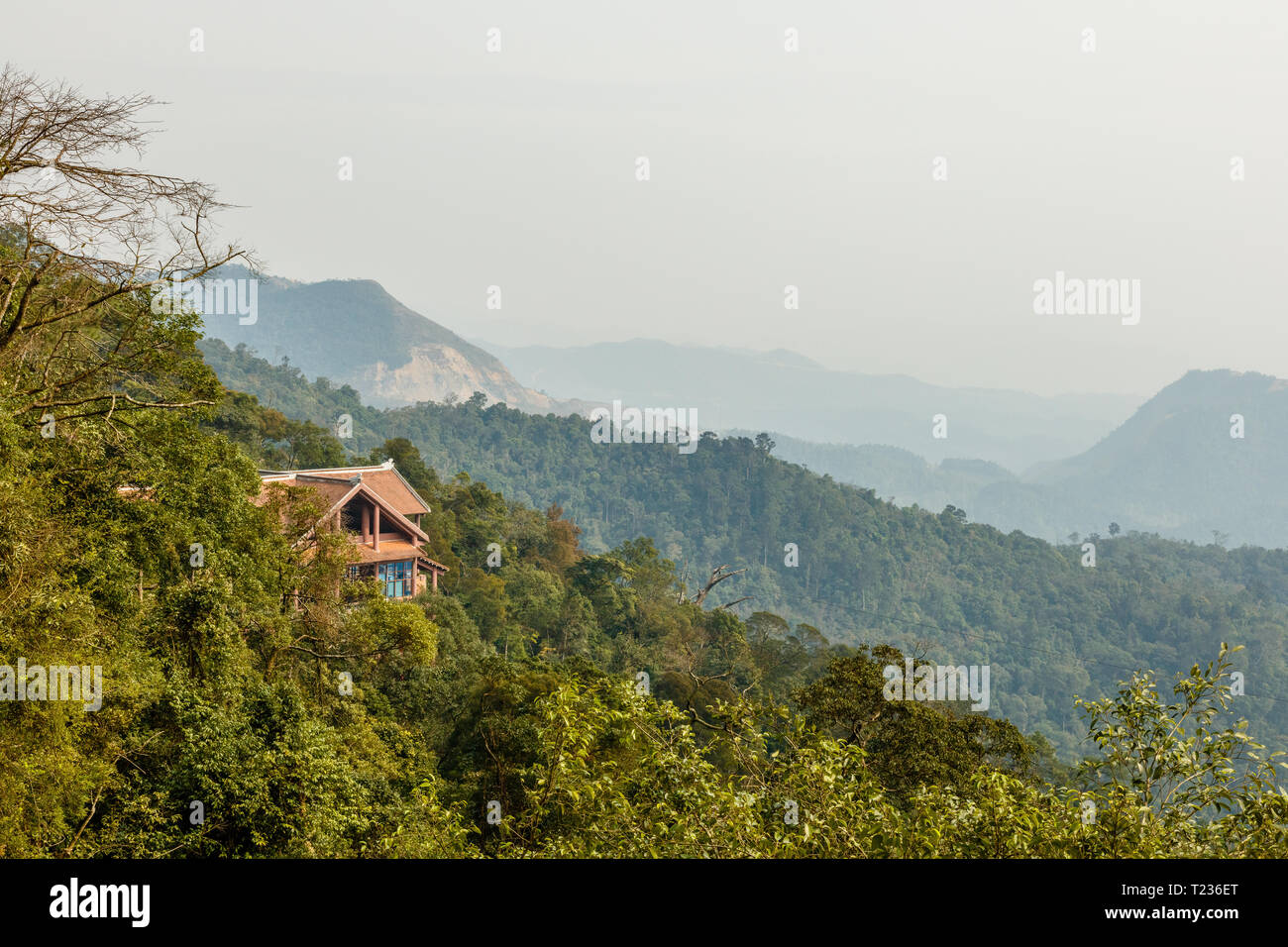 Landscapes of Yen Tu Mountain and ancient Buddhist complex, Quang Ninh Province, Vietnam. Stock Photo
