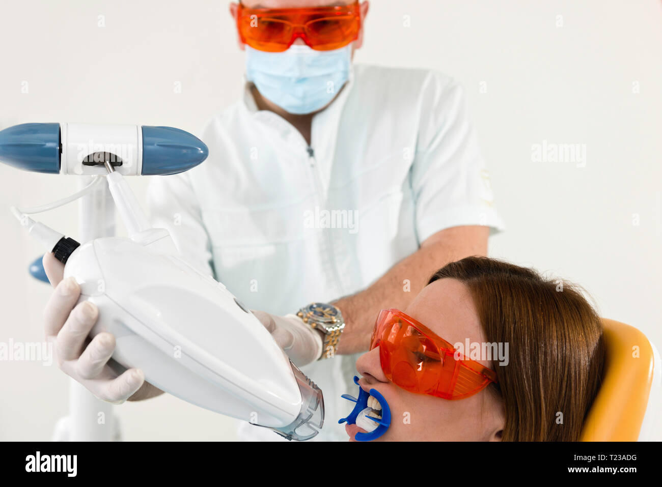 Teeth whitening procedure Stock Photo Alamy