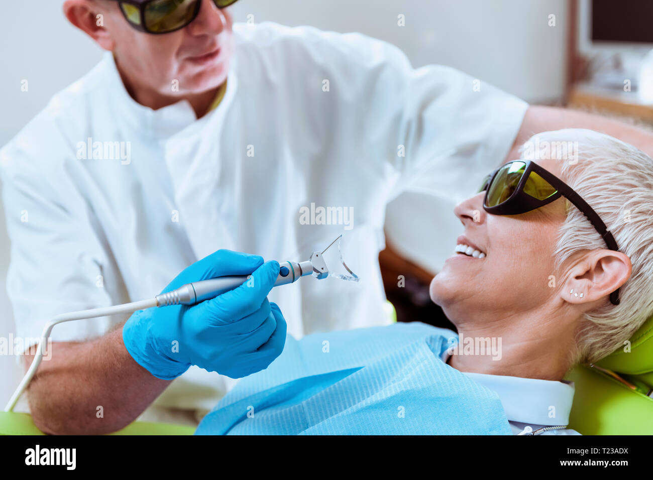 Laser teeth whitening Stock Photo Alamy