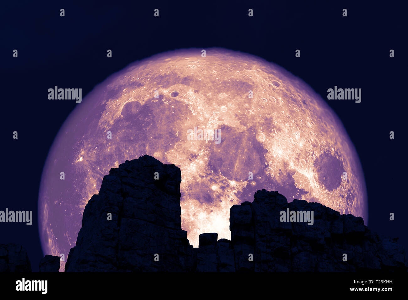 Christmas moon back between two mountain night sky, Elements of this