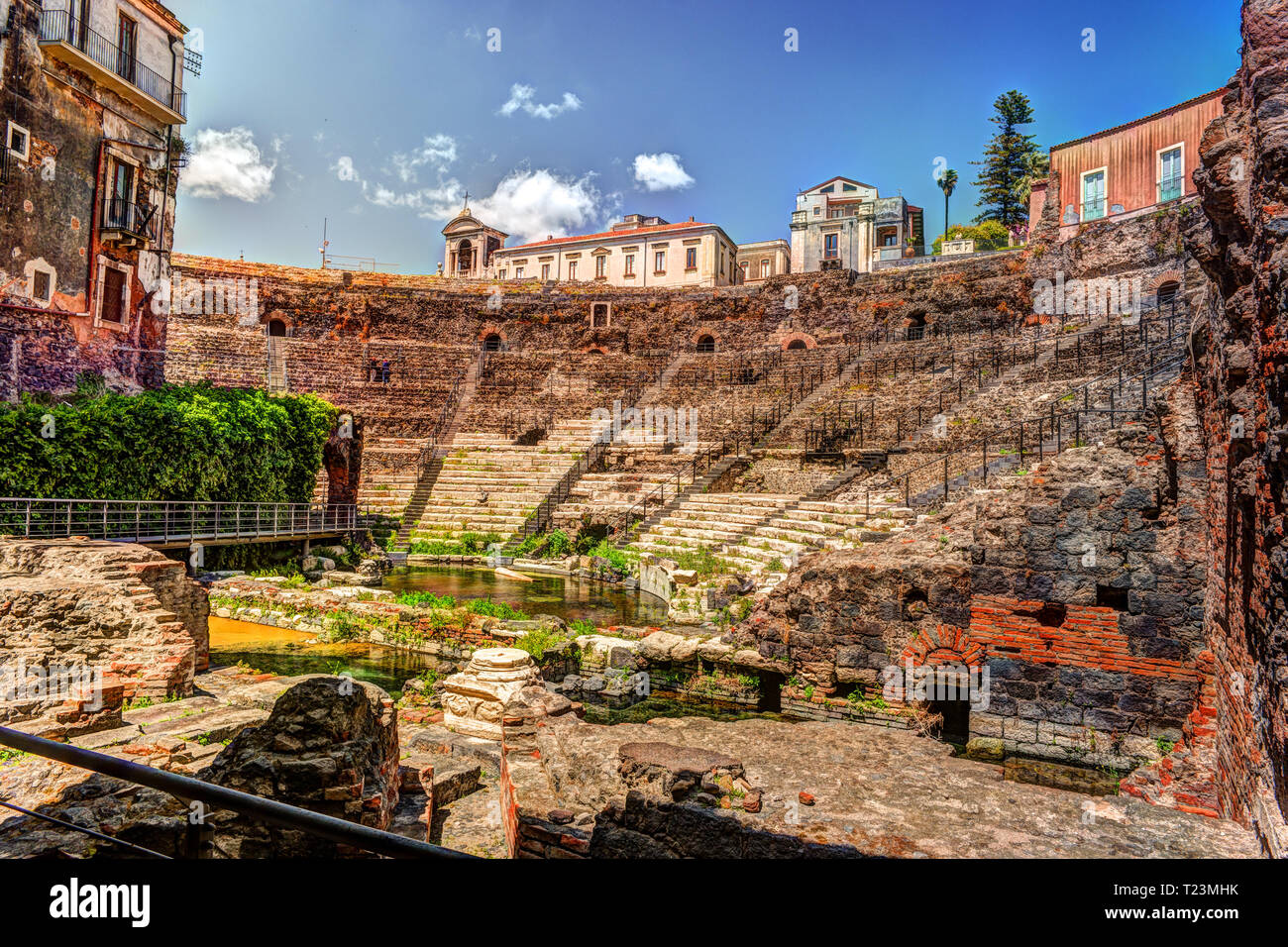 Ancient Roman theater in Catania, built from the limestone and black