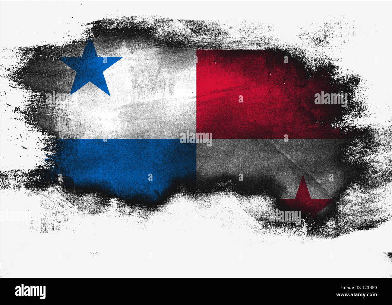 Panama flag painted with brush on white background, 3D rendering Stock Photo