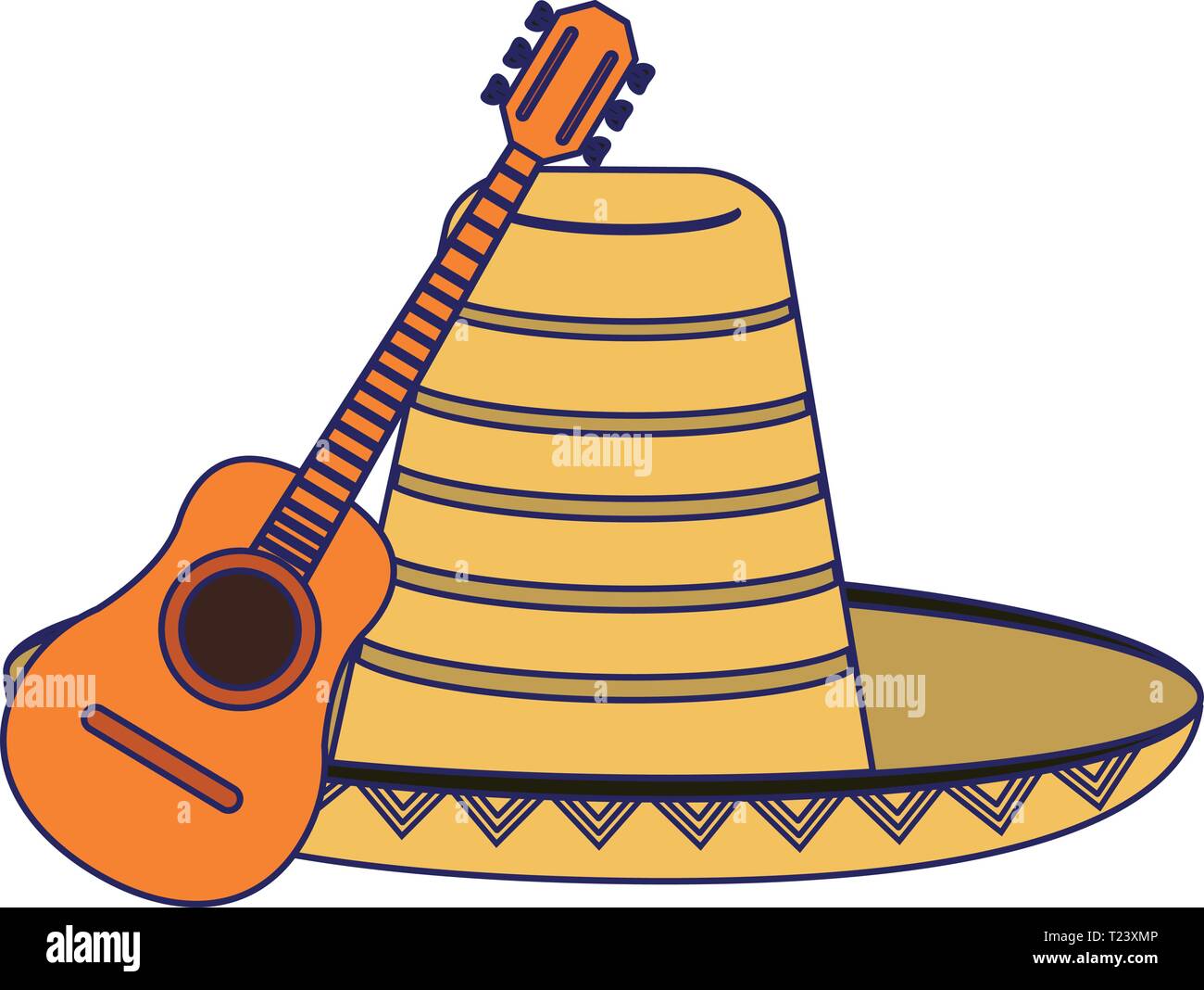 Acoustic guitar and mexican hat Stock Vector Image & Art - Alamy