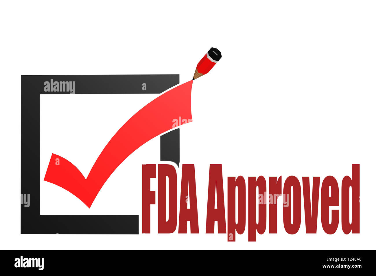 FDA Approved word with check mark and pencil, 3D rendering Stock Photo