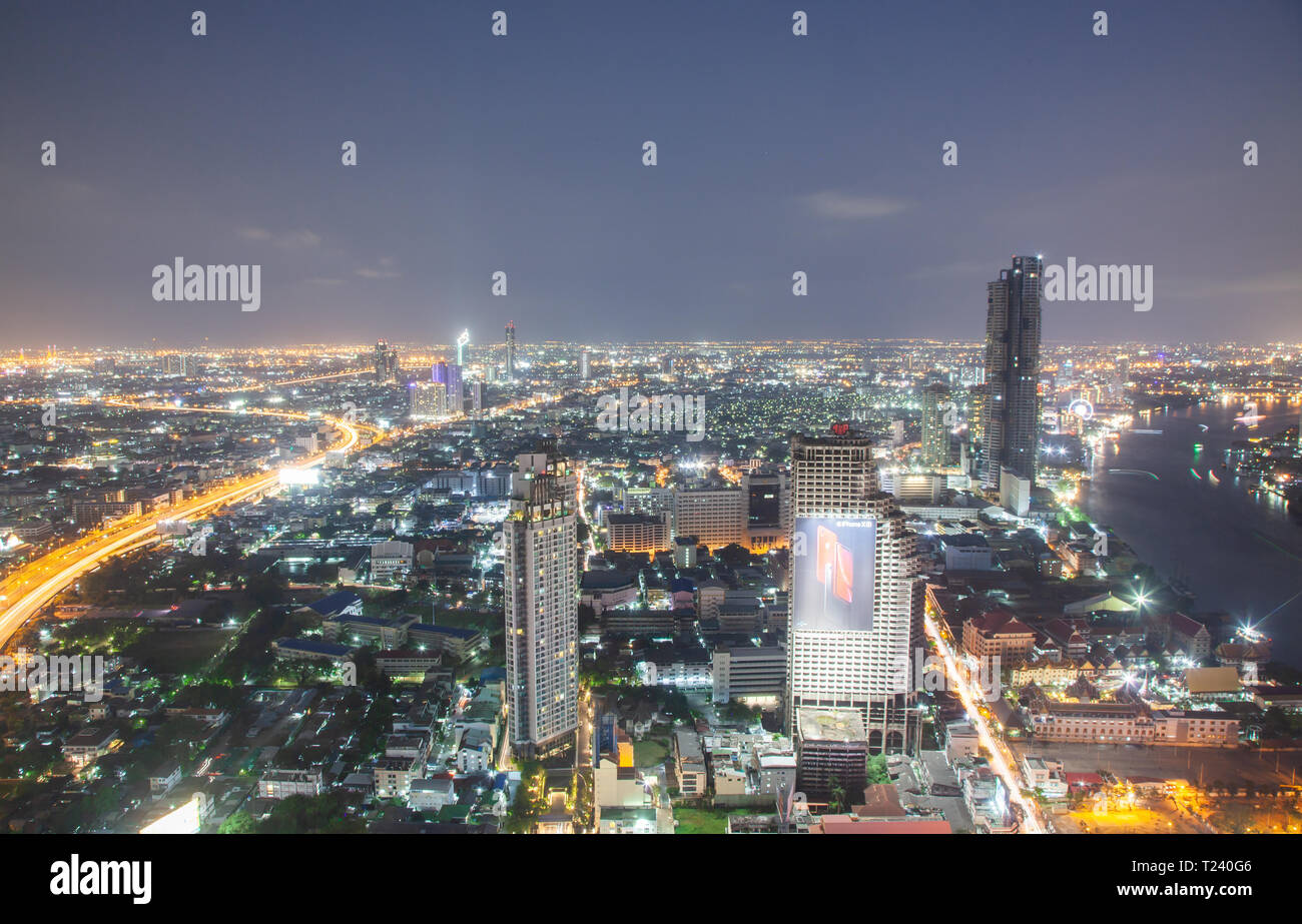 aerial night view of Bangkok City skyscrapers Thailand Stock Photo - Alamy