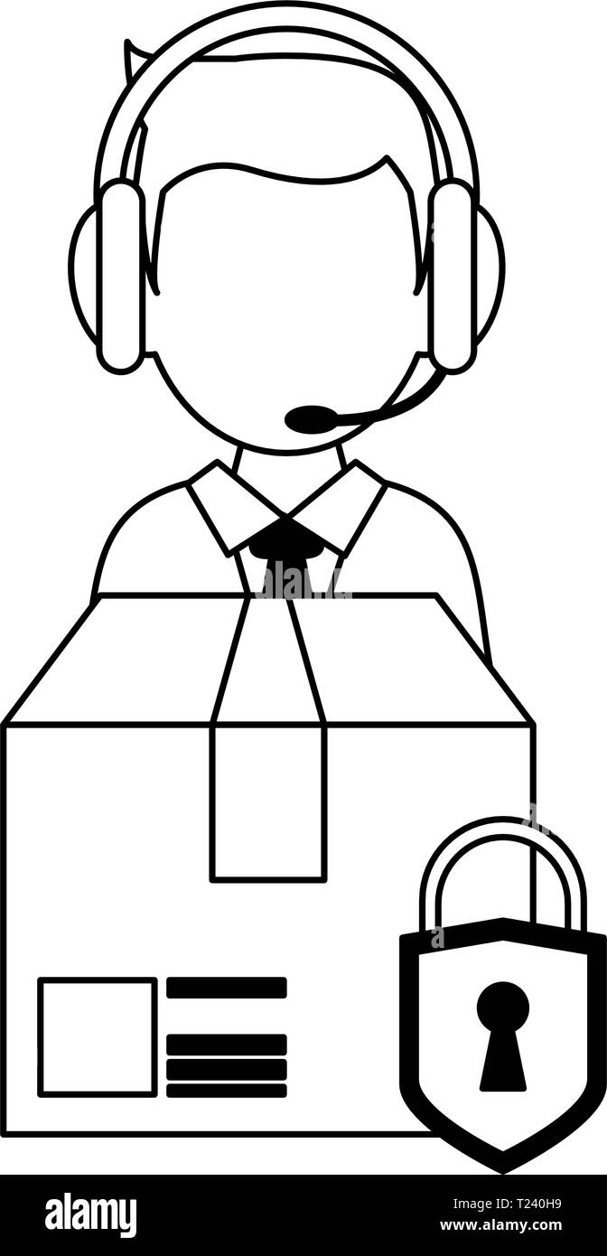 Call center customer service black and white Stock Vector Image & Art ...