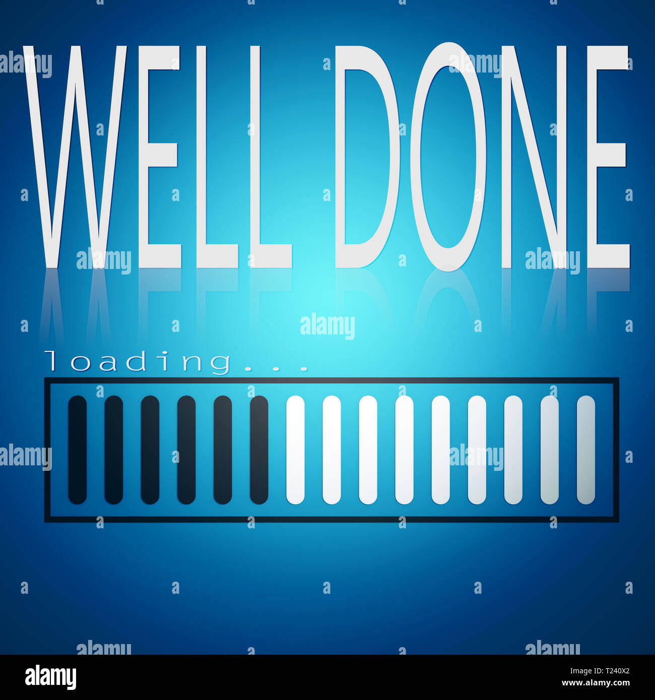 Loading Done Image Well done word with blue loading bar, 3D rendering Stock Photo - Alamy