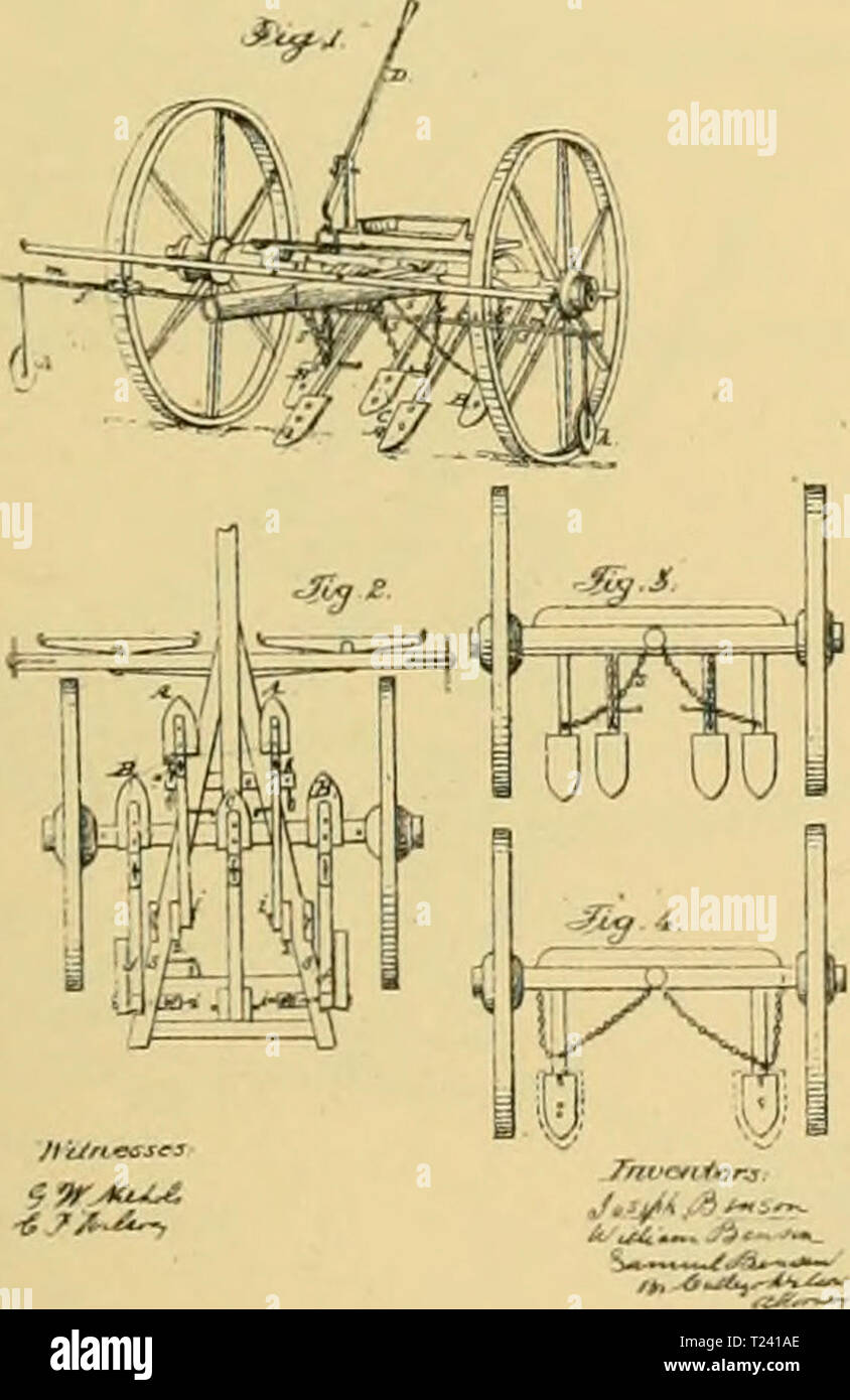 Archive image from page 510 of Digest of agricultural implements, patented Digest of agricultural implements, patented in the United States from A.D. 1789 to July 1881 ..  digestofagricult02alle Year: 1886  ft J. 9k «S4vu-- (/Ui-i &'u.ii-M HiB Ij&jt. W. BENSOII Wbml'CulUvator. Stock Photo