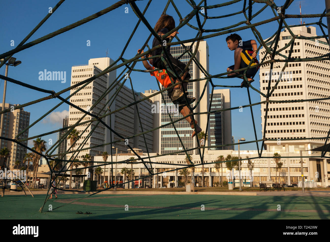 climbing net, Tel Aviv, Israel Stock Photo