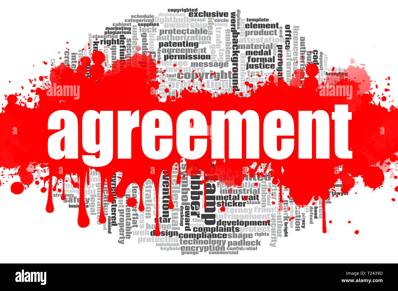 Agreement word cloud concept on white background, 3d rendering. Stock Photo