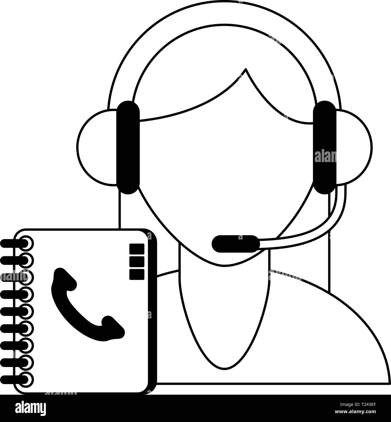 call-center-customer-service-black-and-white-stock-vector-image-art