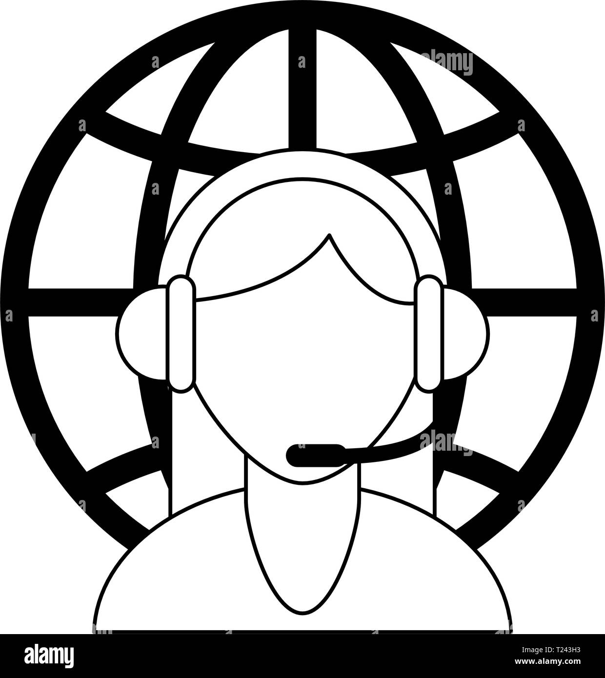 Call center customer service black and white Stock Vector Image & Art