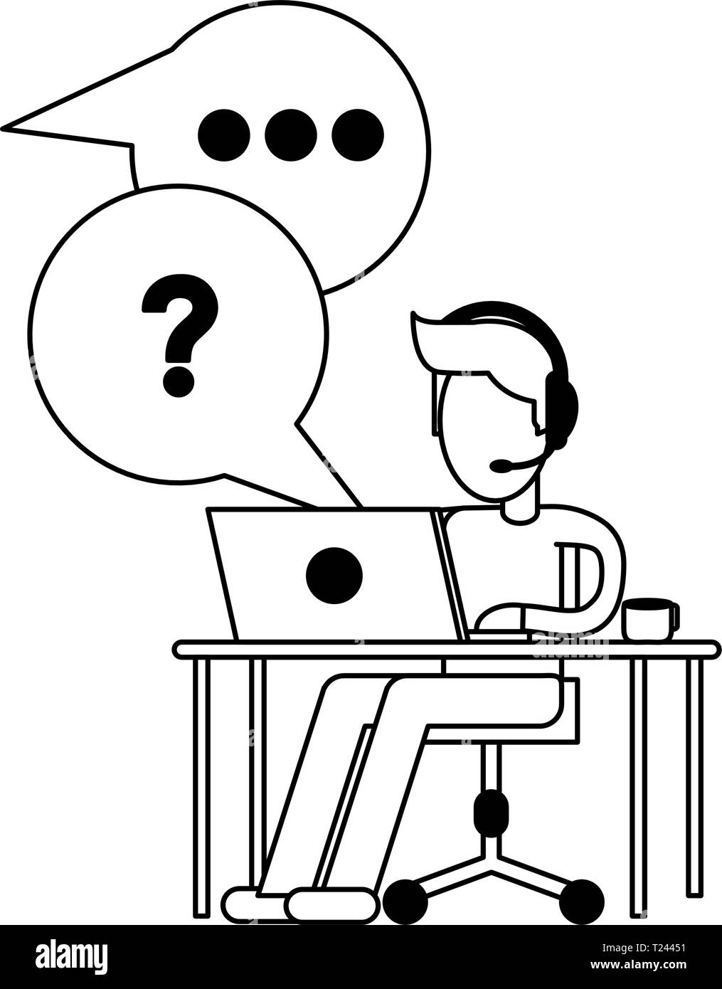 Call center customer service black and white Stock Vector Image & Art ...