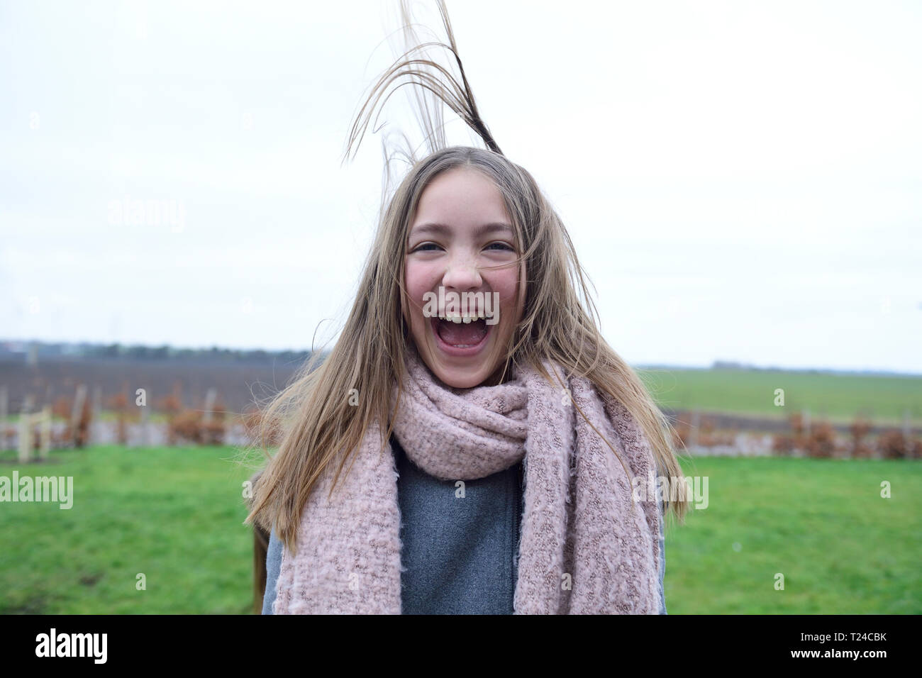 Girl blowing hair hi-res stock photography and images - Alamy