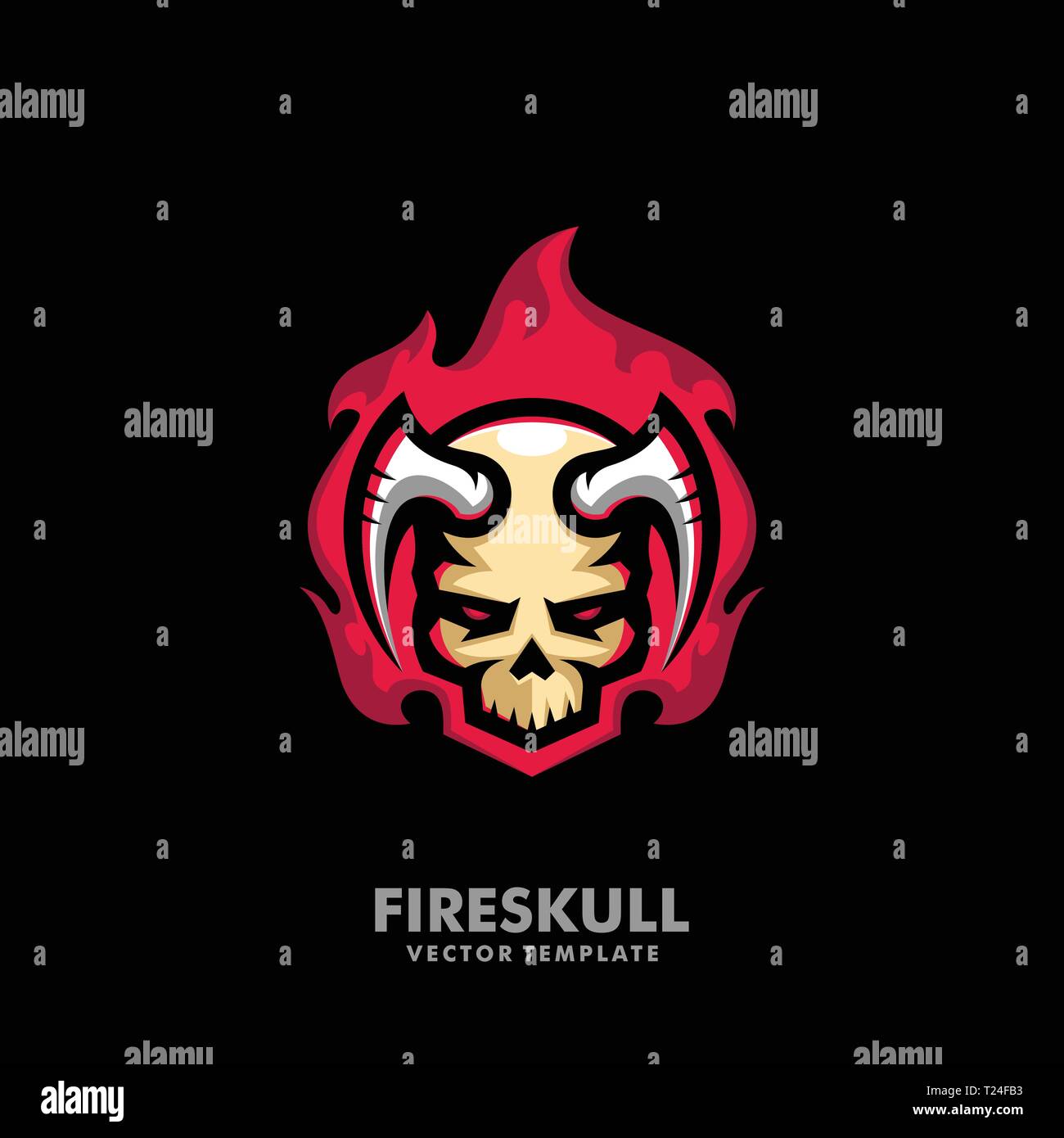 Fire skull illustration vector Design template. Suitable for Creative Industry, Multimedia, entertainment, Educations, Shop, and any related business Stock Vector