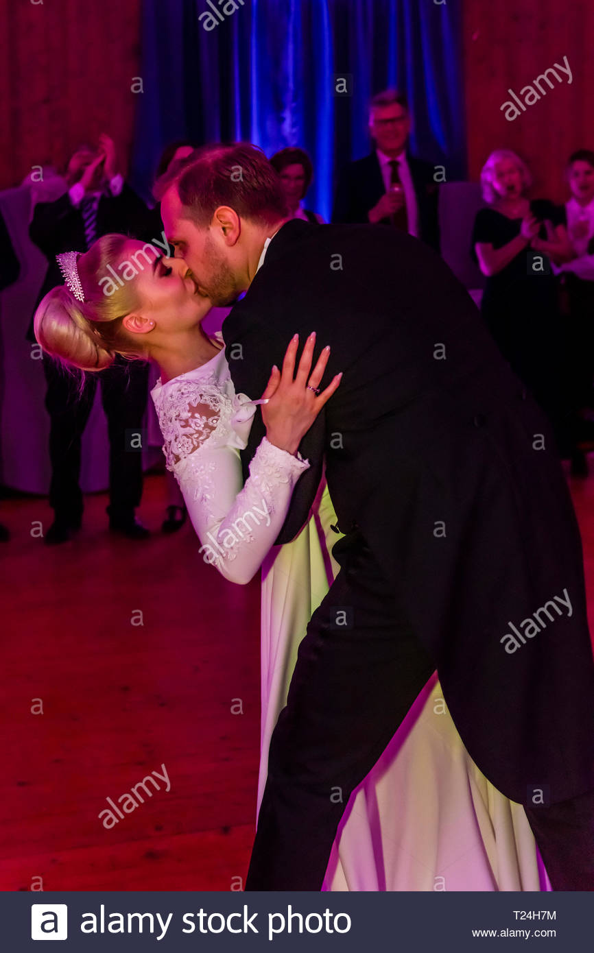 Norwegian Bride And Groom Dance The First Dance At Their Wedding