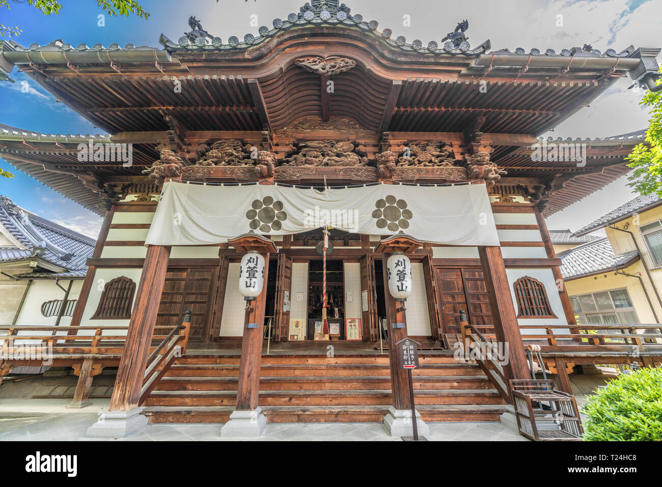 Butsuden (Main Hall) of Karakuya-San Saiko-ji Temple. Located in Nagano city, Japan Stock Photo