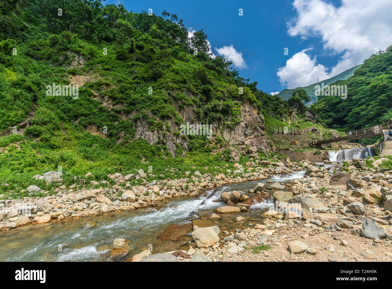 Yokoyu River (Yokoyugawa) in Jigokudani valey. Nagano Prefecture, Japan Stock Photo