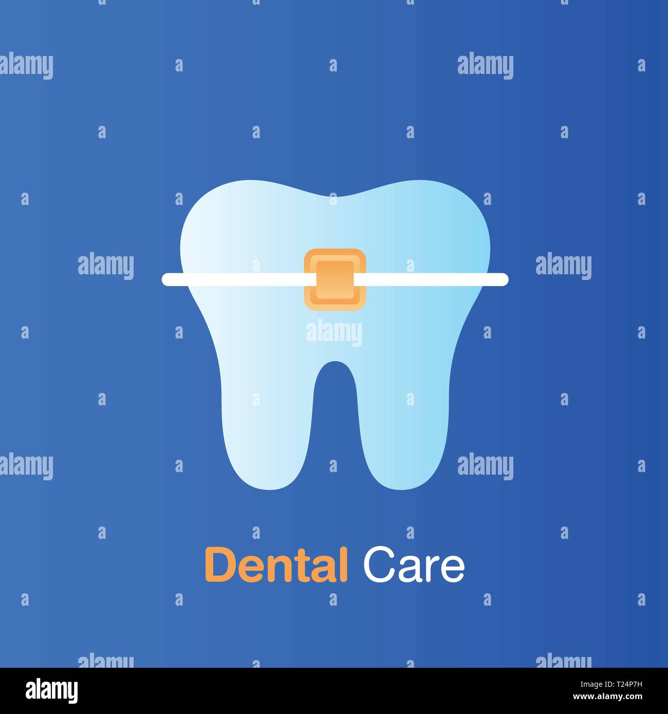 Dental care concept. Braces care, good hygiene tooth, prevention, check up and dental treatment. Vector illustration. Stock Vector