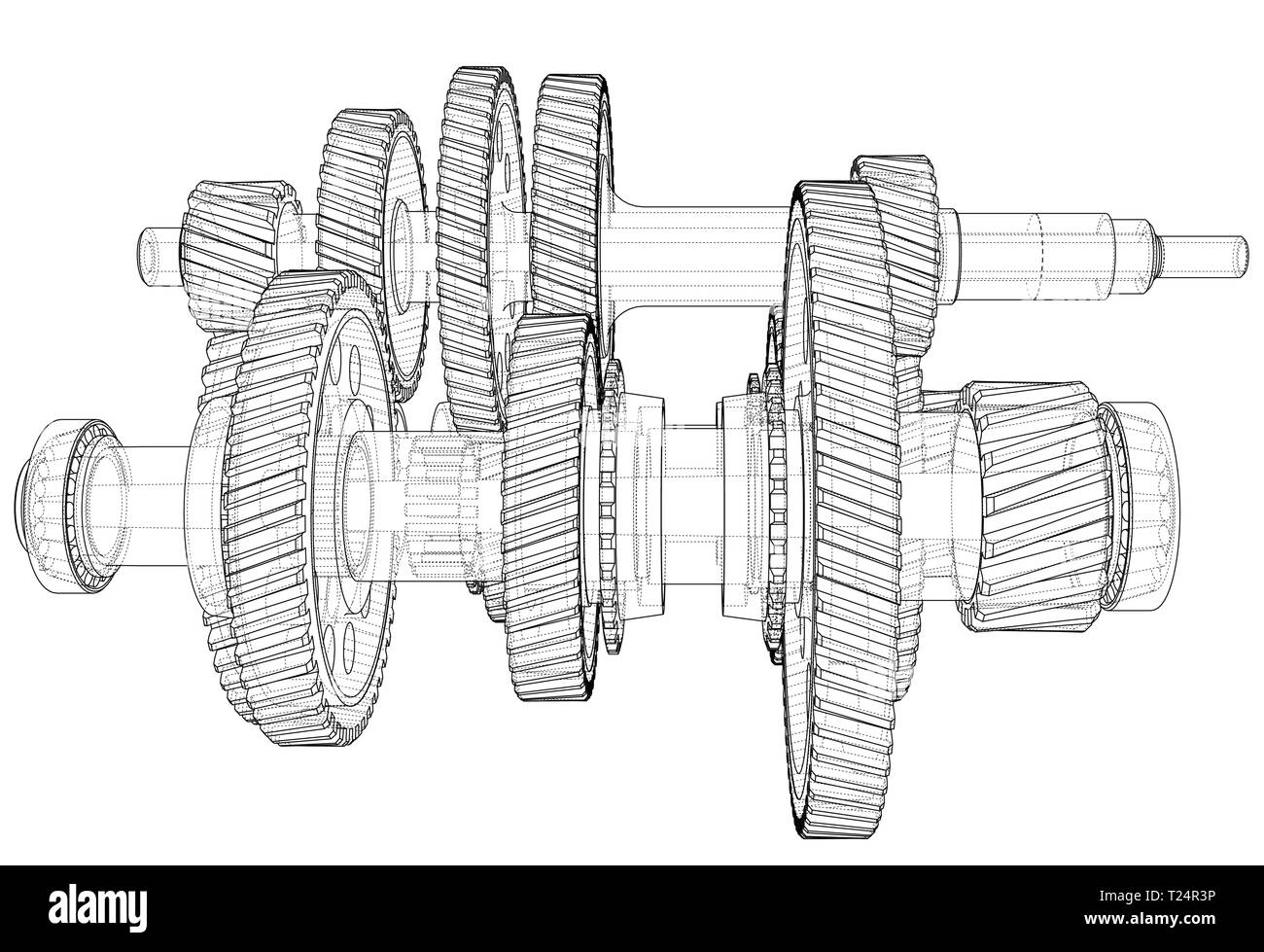 Outline gearbox concept. Vector Stock Vector