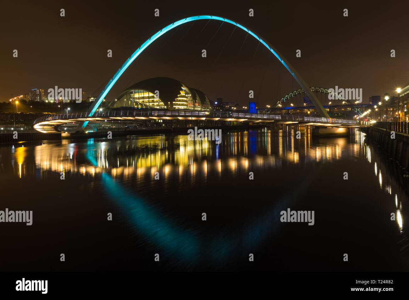 Newcastle bridge at night Stock Photo