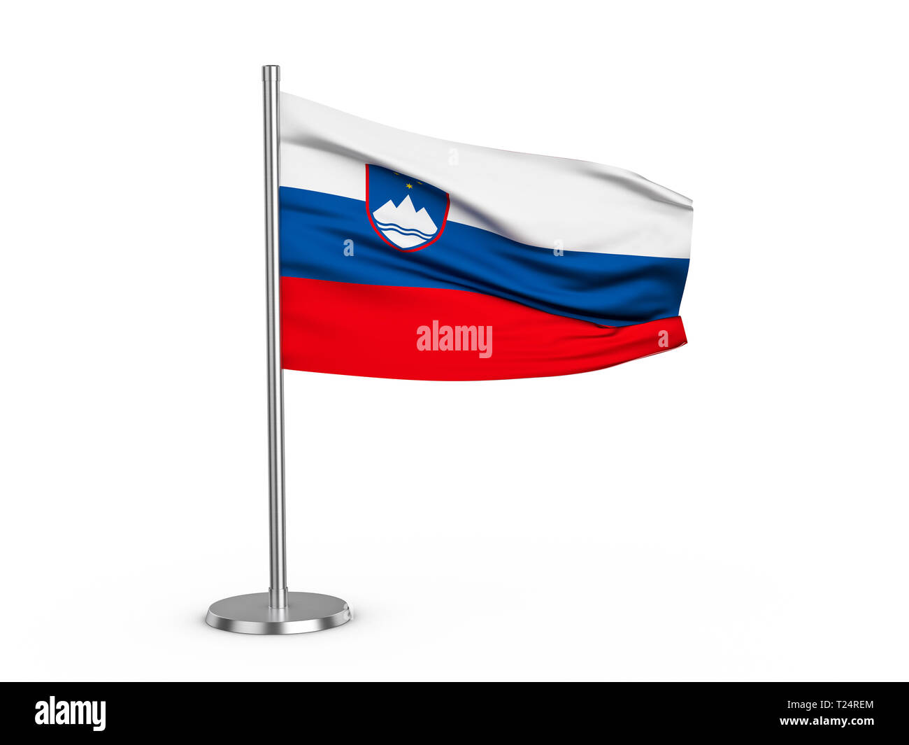 Flapping flag Slovenia on a white background. 3d illustration Stock ...