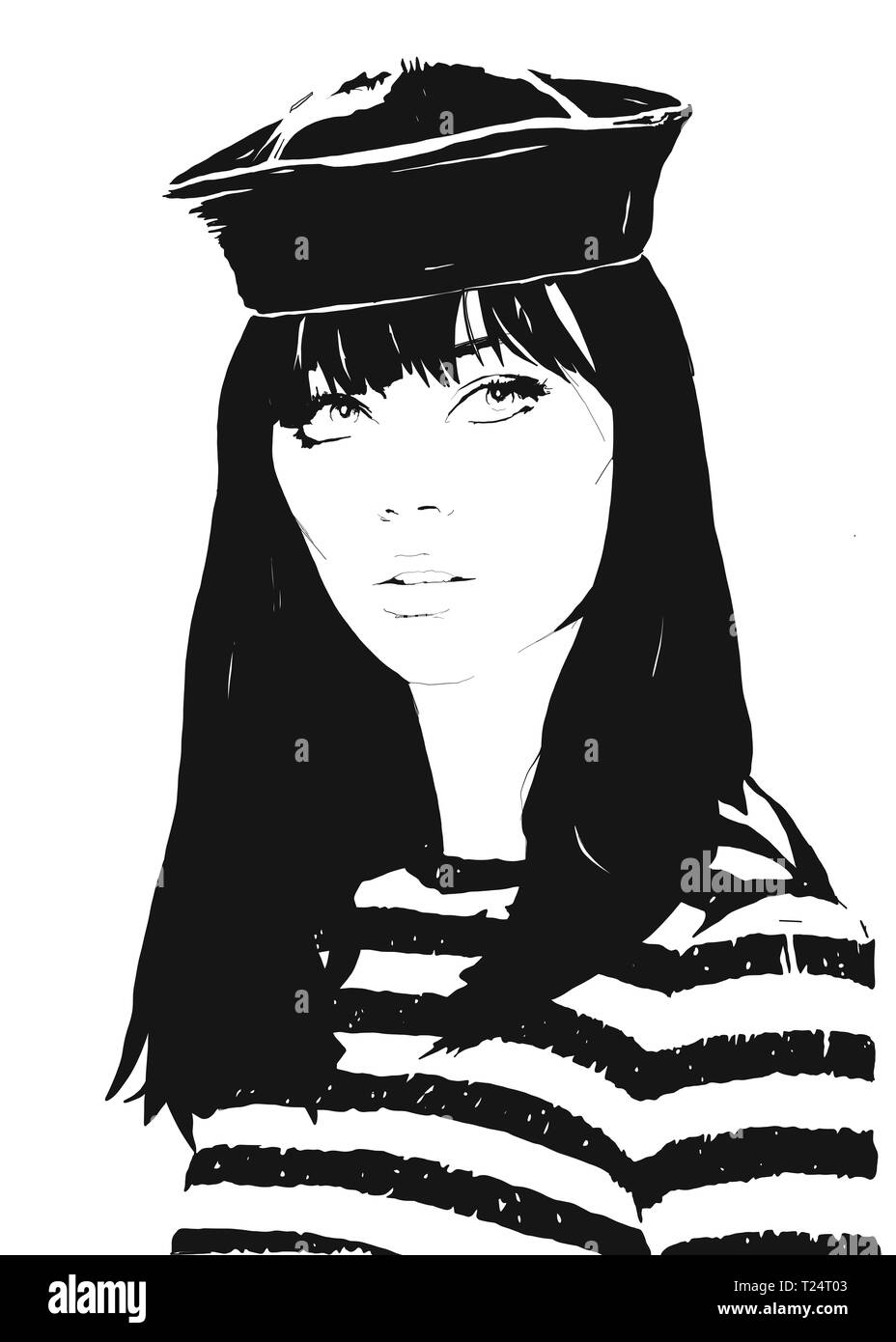 Fashion illustration black and white Stock Photo - Alamy