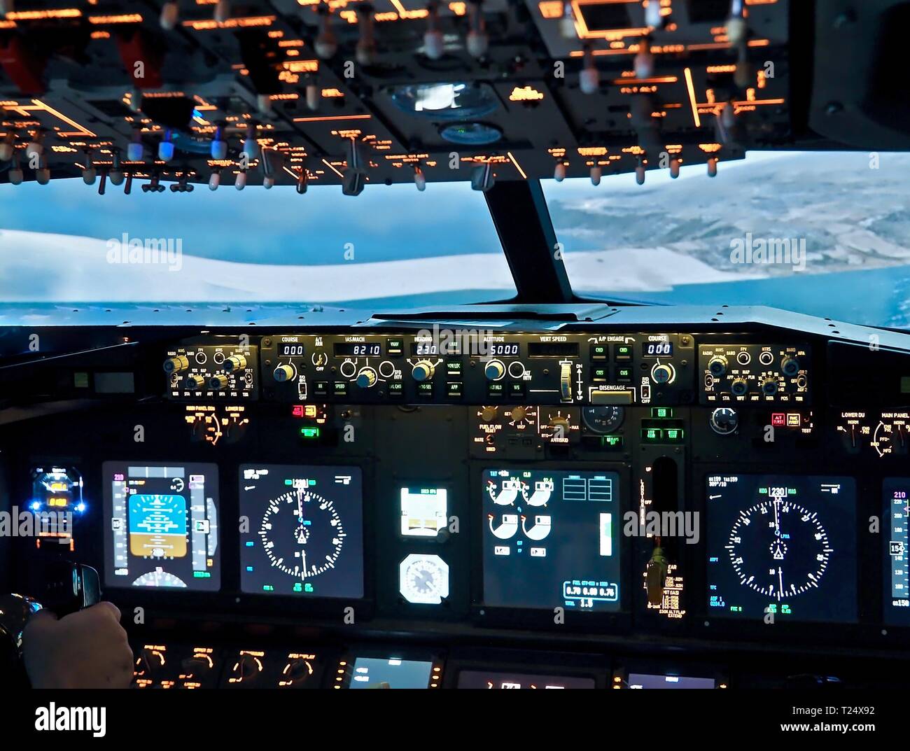 Cockpit of a Boeing 737 flight simulator in Moenchengladbach, Germany Stock  Photo - Alamy