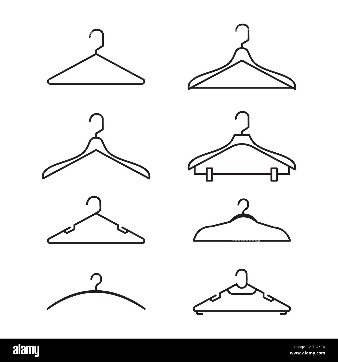 set of vector illustration hanger for clothing and fashion silhouette flat design style Stock Photo