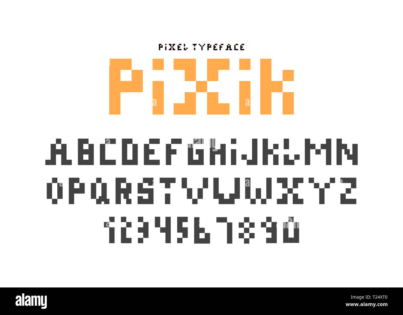 Pixel font. Alphabet retro letters. Alphabet with pixel font. Vector illustration Stock Photo