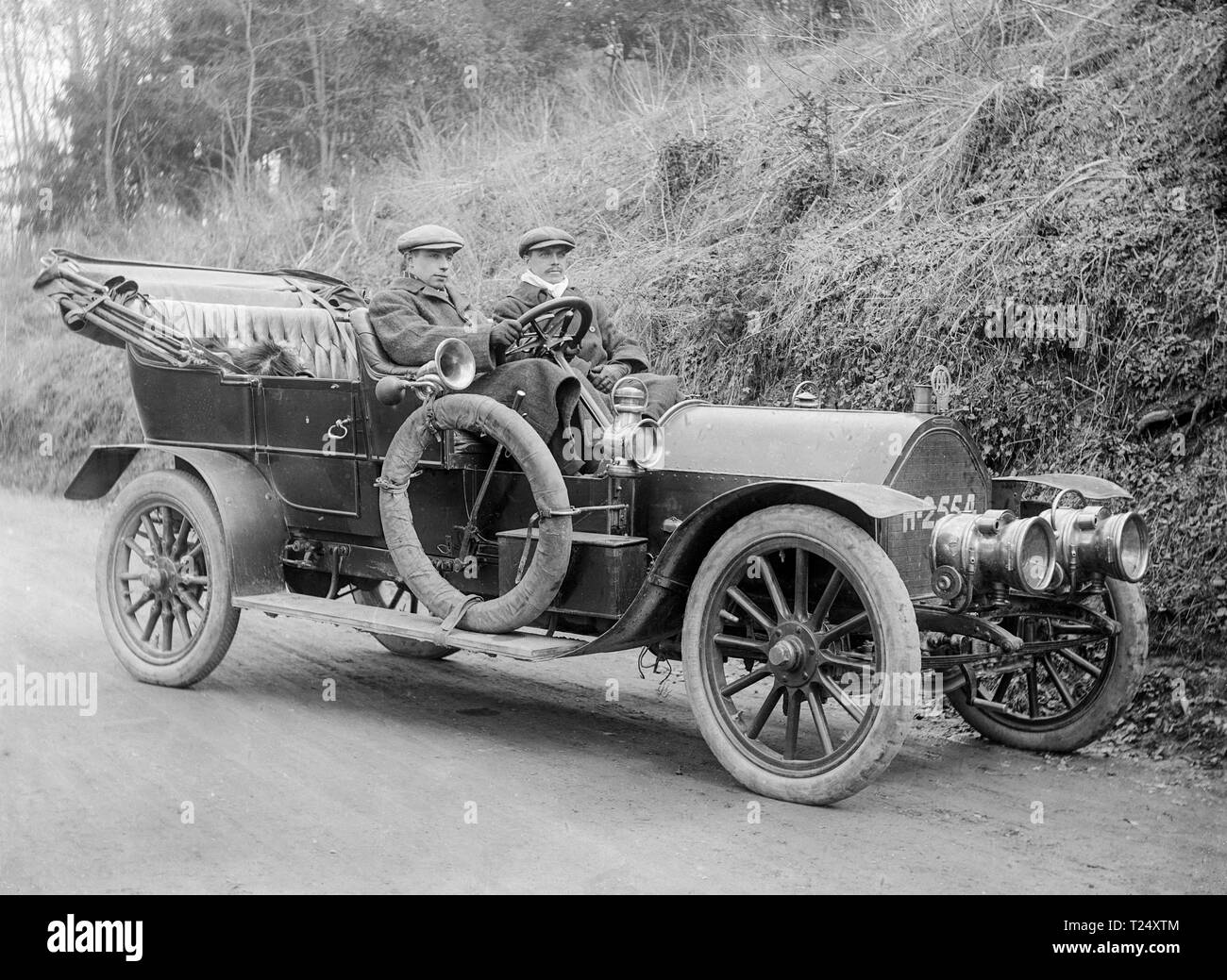 A Darracq 20 32 Four Cylinder Motor Car Licence Plate Or Registration Plate Number H 2554 Photograph Taken In Reading In England In 1906 It Has An Aa Automobile Association Radiator Badge Number 5464