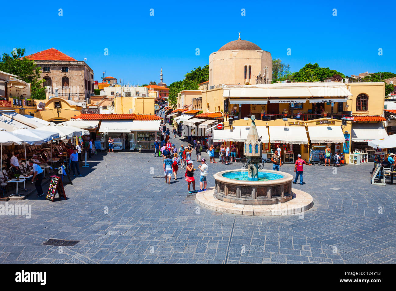 RHODES, GREECE - MAY 13, 2018: Hippocrates fountain at the Rhodes old ...