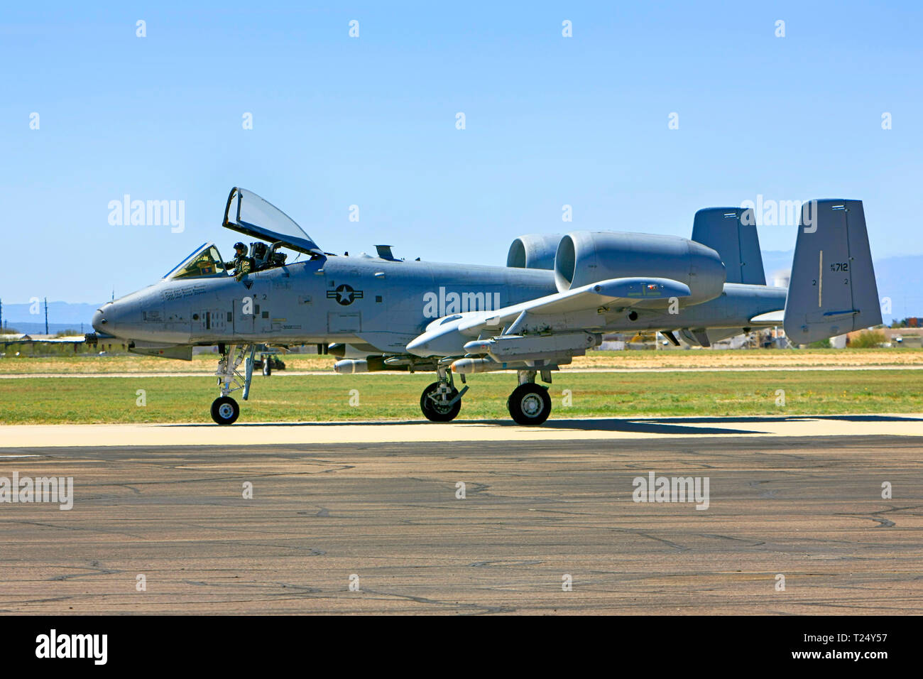 Modern A-10 Warthog tankbuster fighter plane of the US Air Force at the Davis-Monthan AFB in Tucson AZ Stock Photo