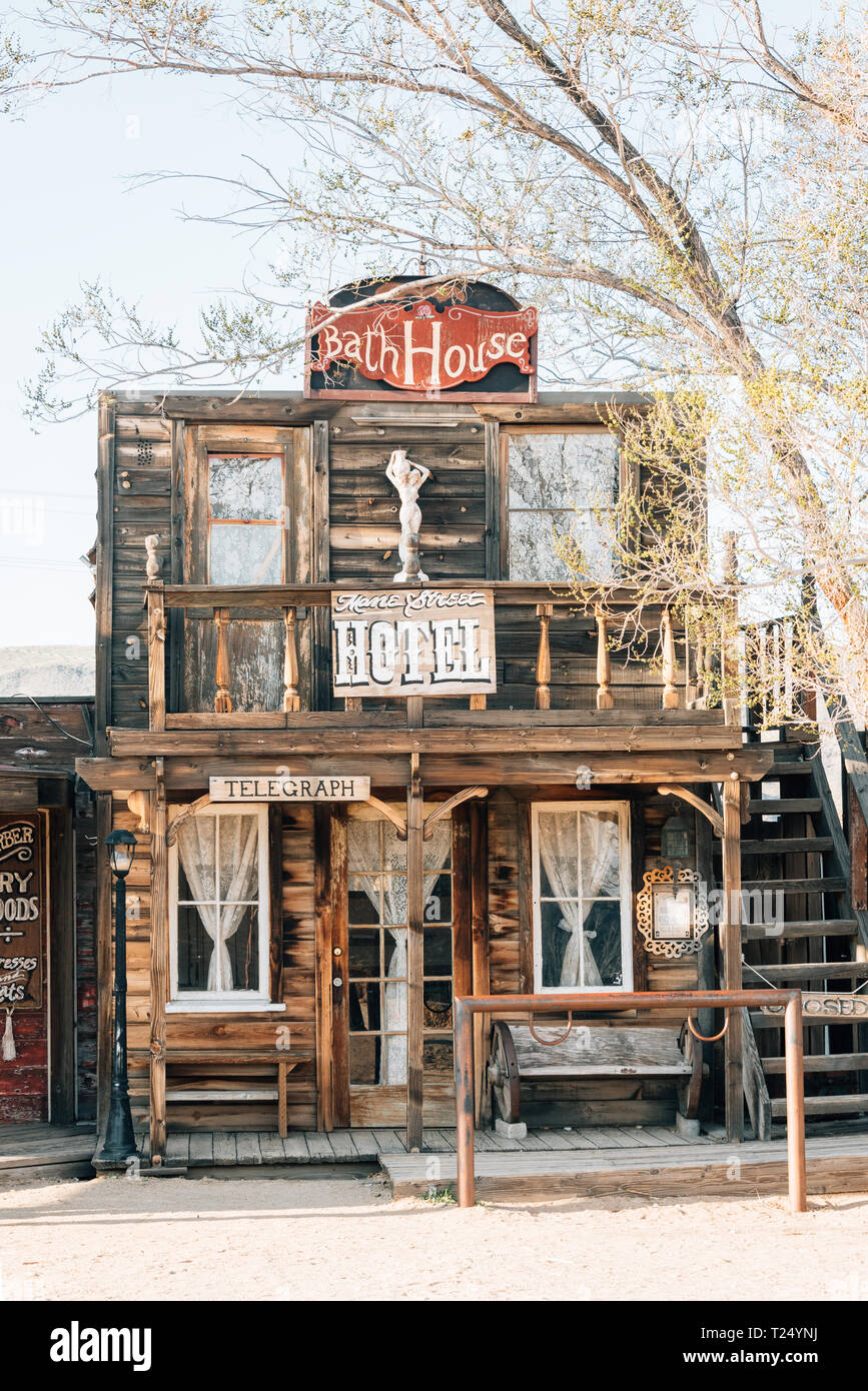 Old western town hotel in Pioneertown, California Stock Photo