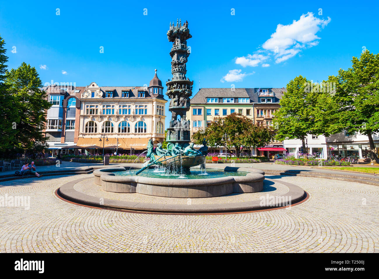 KOBLENZ, GERMANY - JUNE 27, 2018: History column or Historiensaule in the centre of Koblenz town in Germany Stock Photo
