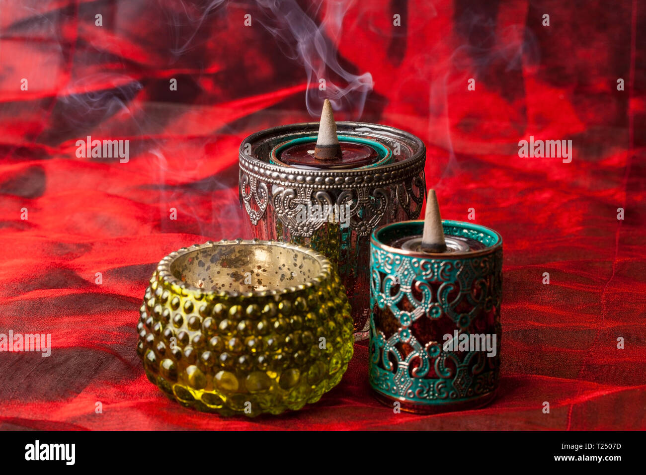 Burning aromatic incense cones Stock Photo Alamy