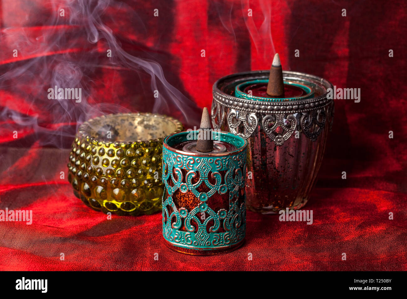 Burning aromatic incense cones Stock Photo Alamy